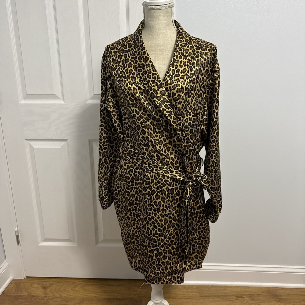 Leopard Print Satin Robe